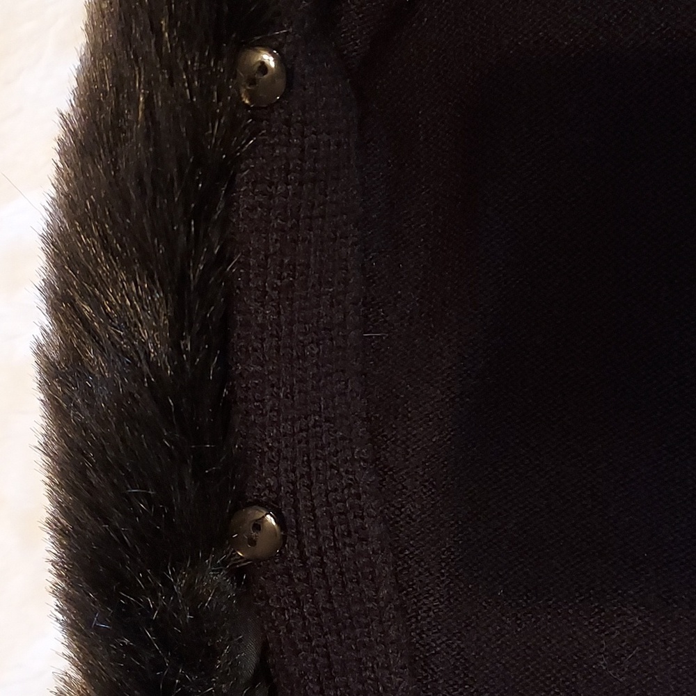 Vintage i.e. 90s Black Faux Fur Convertible Cardigan Sweater Size L - Picture 5 of 9